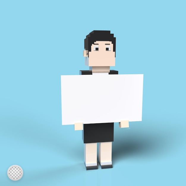 PSD mulher segurando um quadro em branco ilustração 3d render