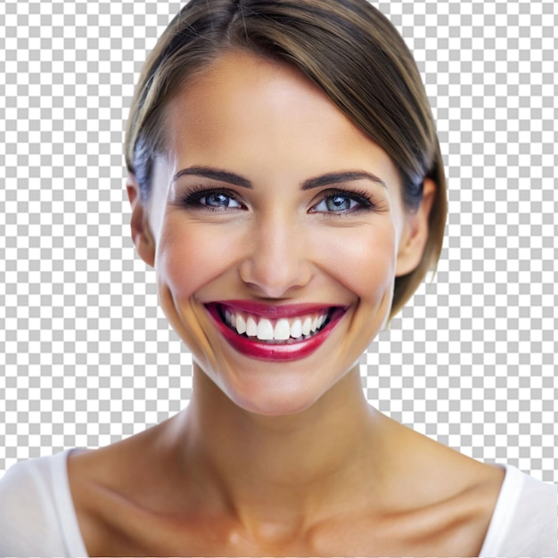 PSD mulher sorrindo com dentes bonitos fundo transparente