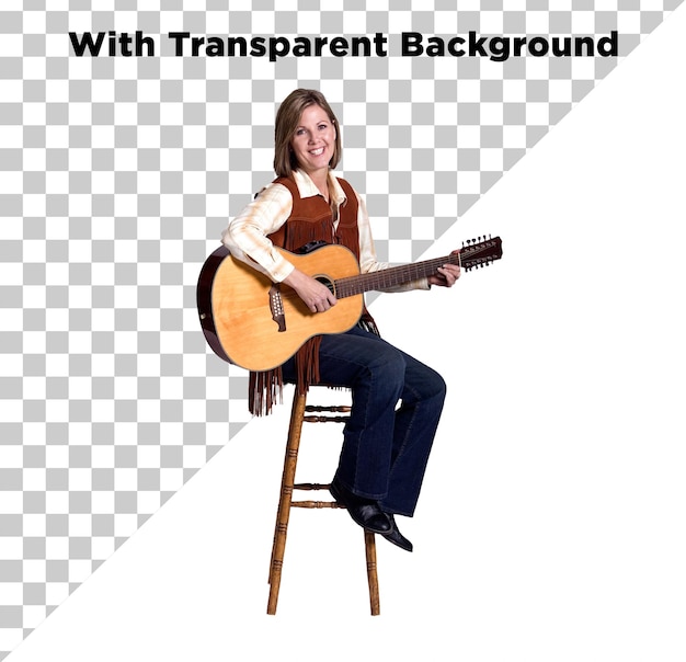 Mulher tocando guitarra acústica