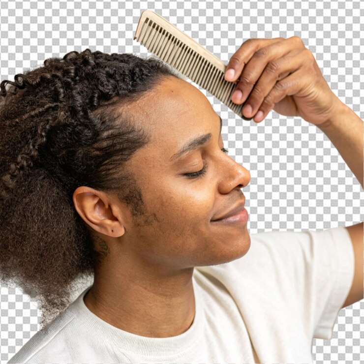 PSD mulher usando pente no cabelo