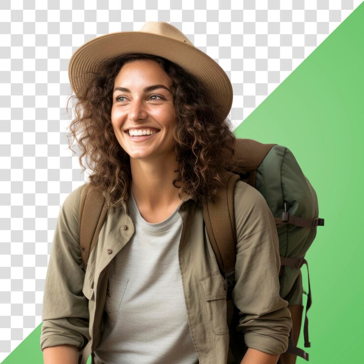PSD mulher viajante rindo sorrindo sorrindo