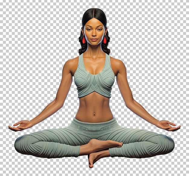 PSD mulher yoga lotus pose isolada em fundo transparente