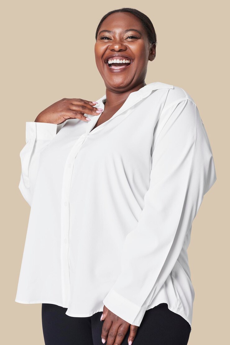 PSD mulheres 39s plus size moda camisa branca modelo de vestuário psd
