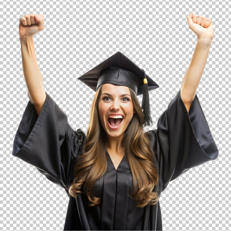 PSD mulheres celebrando a formatura isoladas em um fundo transparente