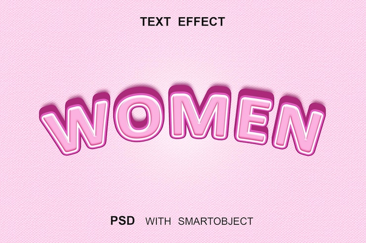 PSD mulheres de efeito de texto com objeto inteligente psd