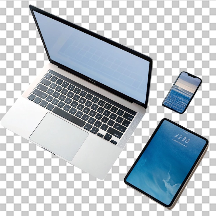 PSD multi-dispositivos mockup laptop tablet digital e smartphone mostrando coleção de tecnologia moderna