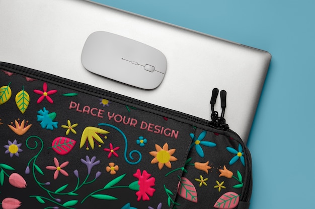 Multicolored pattern case mock-up design for laptop
