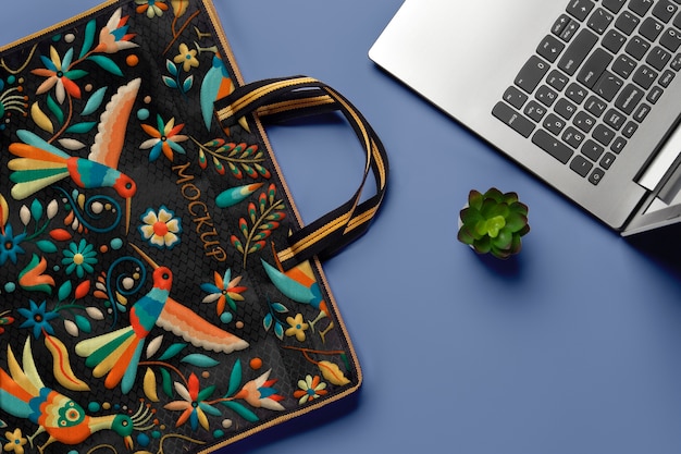 Multicolored pattern case mock-up design for laptop