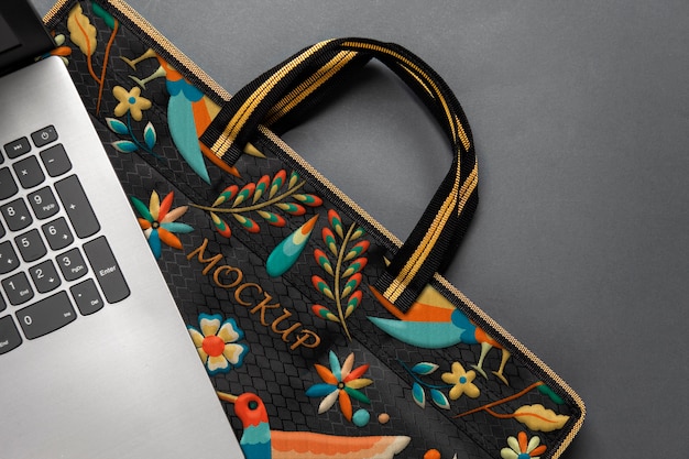 Multicolored pattern case mock-up design for laptop