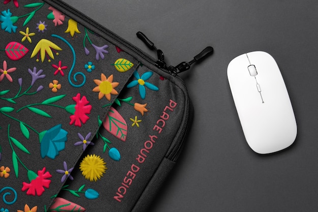Multicolored pattern case mock-up design for laptop