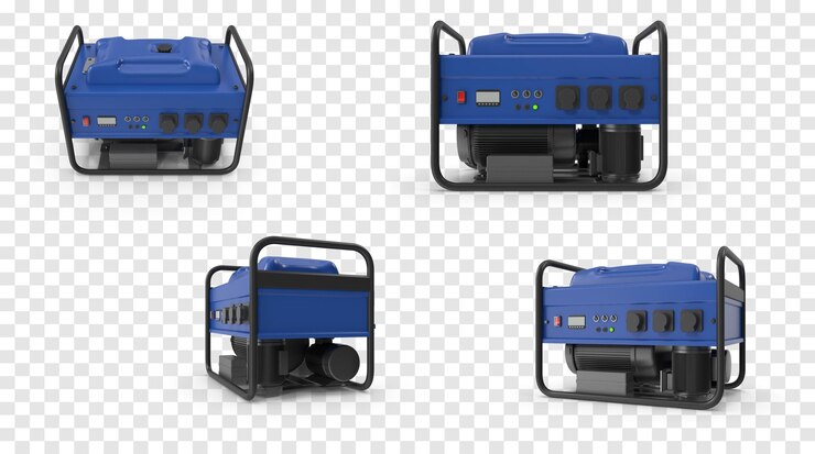 PSD multiple views of a blue portable generator