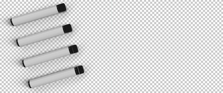 PSD múltiples cigarrillos electrónicos desechables acostados sobre una superficie con sombra y fondo transparente psd