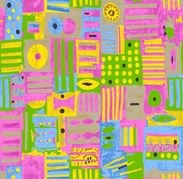 multiples motifs de couleurs vives créés avec des lignes de points et de blocs