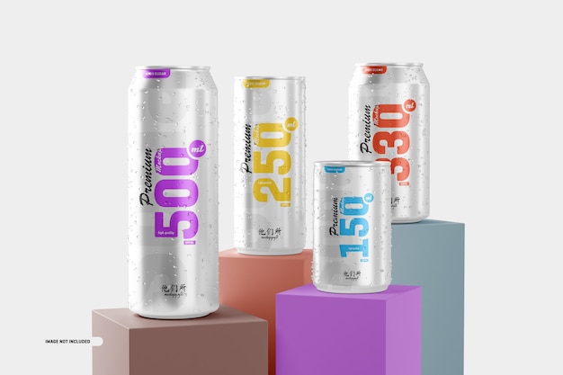 Multisize soda can mockup