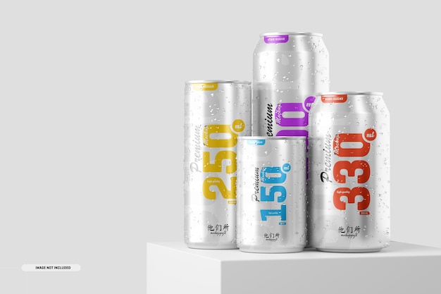 Multisize soda can mockup