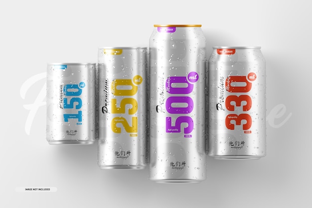 Multisize Soda Can Mockup