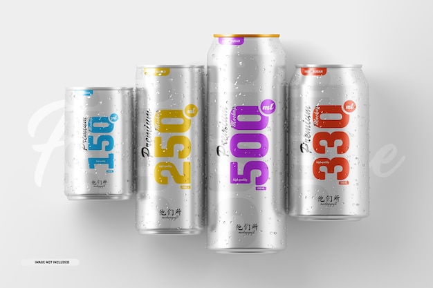 Multisize soda can mockup