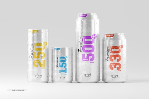 Multisize soda can mockup