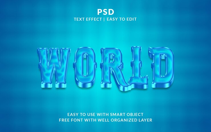 PSD mundo 3d editable photoshop estilo de efecto de texto psd con fondo