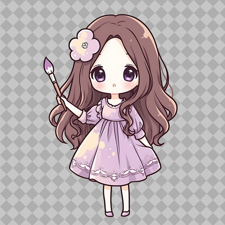 PSD mundo abierto de kawaii anime con adorables personajes de chibi diseños de pegatinas y descargas digitales