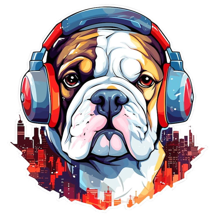 PSD mundo de los animales bulldog inglés perro mascota arte pop gráfico urbano