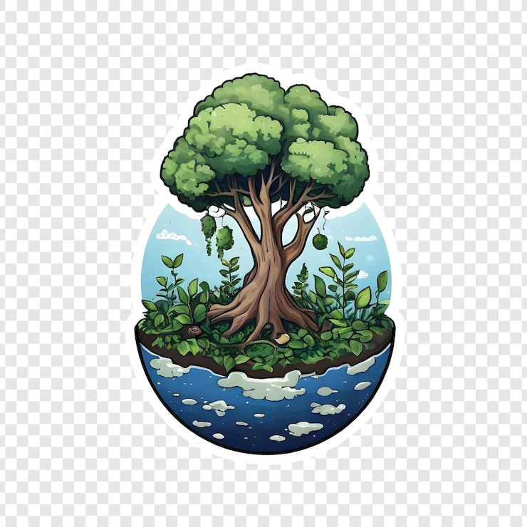 PSD mundo ilustração árvore natureza terra ecologia planeta verde