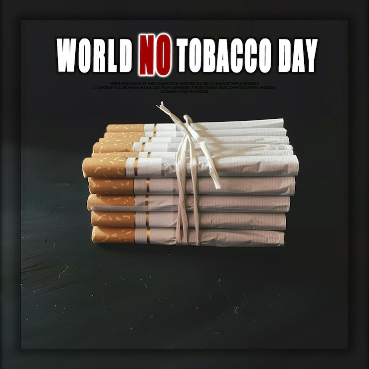 PSD mundo realista sin tabaco día elementos variedad plantilla fondo