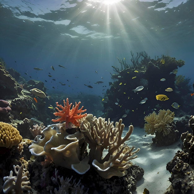 PSD el mundo submarino con corales de colores