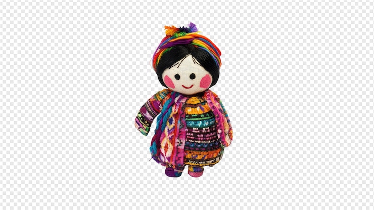 PSD una muñeca con una bufanda colorida es el nombre del niño