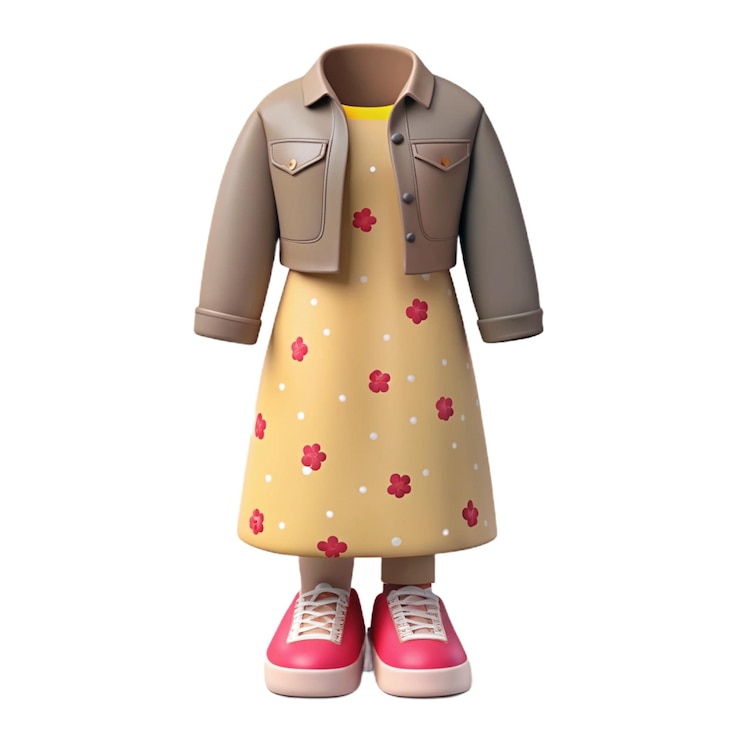 PSD una muñeca con una chaqueta que dice "pom poms" en ella