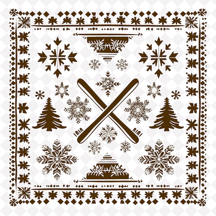 PSD un muñeco de nieve y un diseño de árboles en blanco y negro