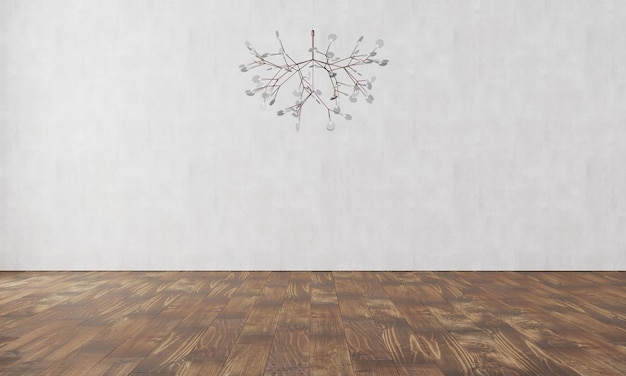 Mur élégant Avec Lampe Moderne Et Parquet