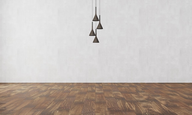 Mur élégant avec lampe moderne et parquet