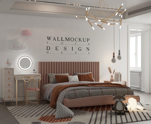 mur de maquette dans la chambre d'enfants mignons