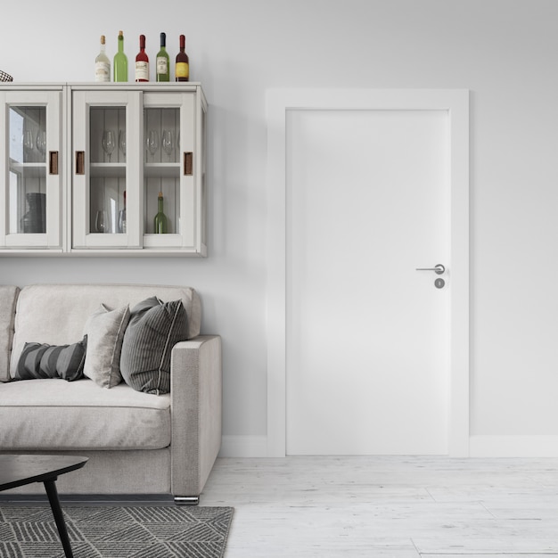 mur avec maquette de porte blanche