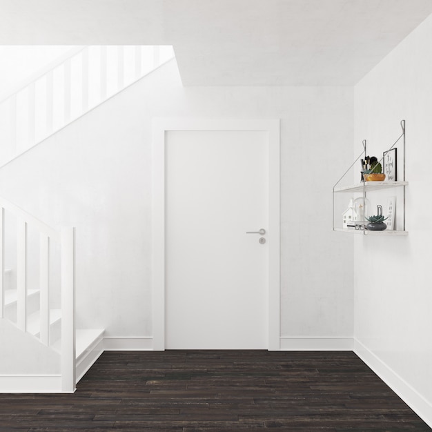 mur avec maquette de porte blanche