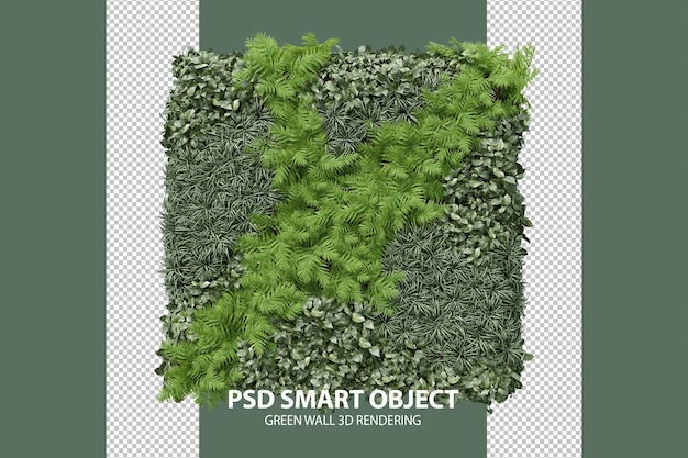 Mur vert réaliste rendu 3d d'objets isolés