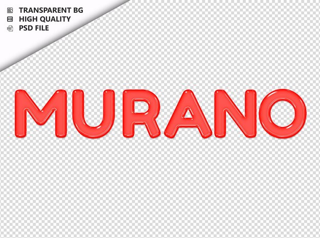 PSD murano typography red text glosy glass psd transparent