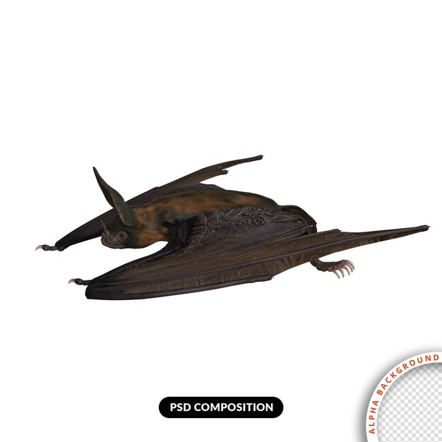 Murciélago 3d renderizado aislado premium psd