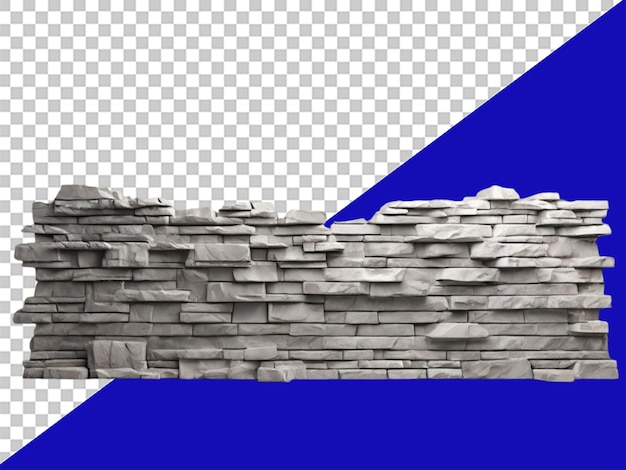 Muro de piedra gris en 3d sobre un fondo transparente