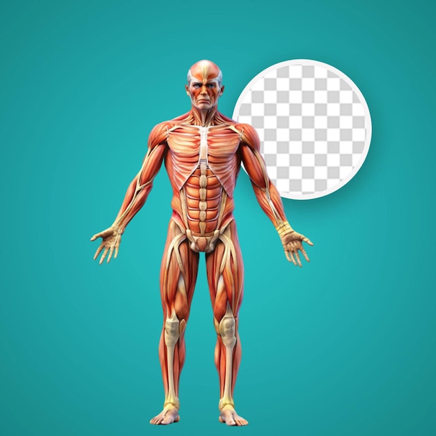 PSD muscles and bones in human body illustrations set cartoon man with skeleton and blood vessel structure