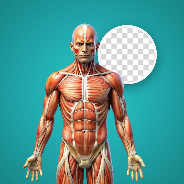 PSD muscles et os dans le corps humain illustrations de l'homme de dessin animé avec le squelette et la structure des vaisseaux sanguins
