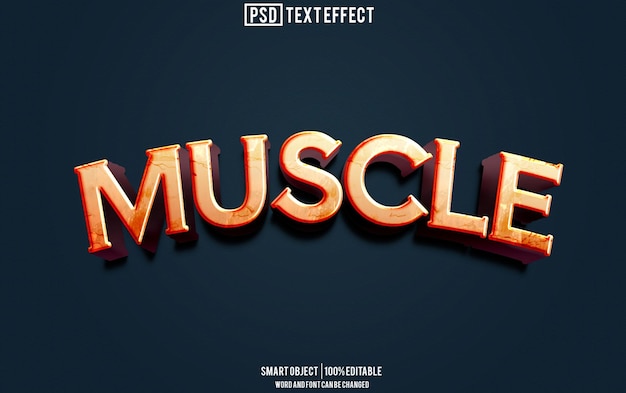 músculo texto efecto fuente tipografía editable texto 3d