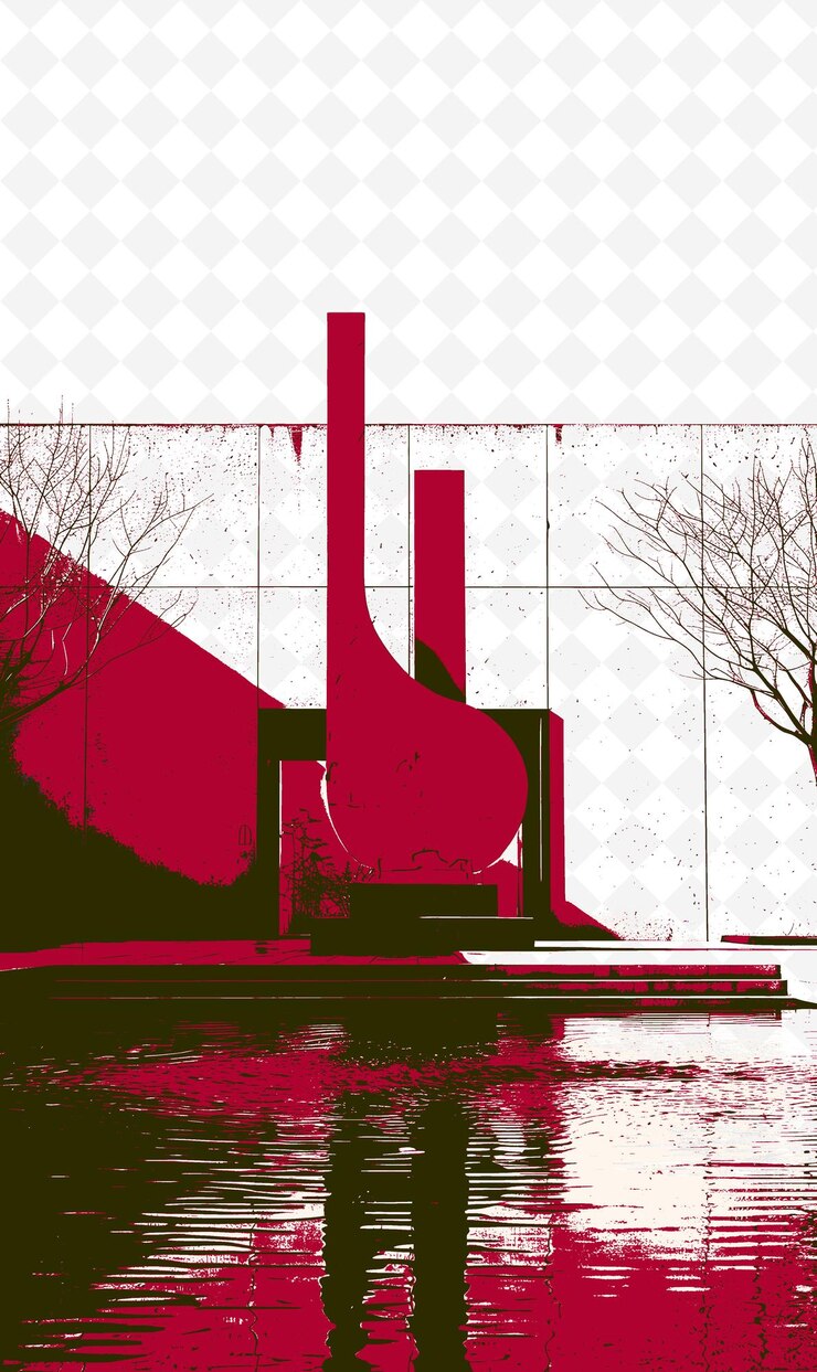 PSD museo di arte contemporanea di niteri con una scultura e un'illustrazione riflessa vita e cultura brasiliana