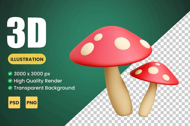 Mushroom 3d Icon Illustrations