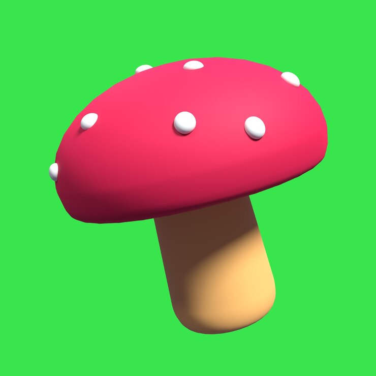PSD mushroom 3d icon render cute