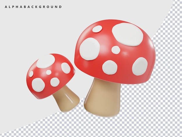Mushroom icon 3d render illustration