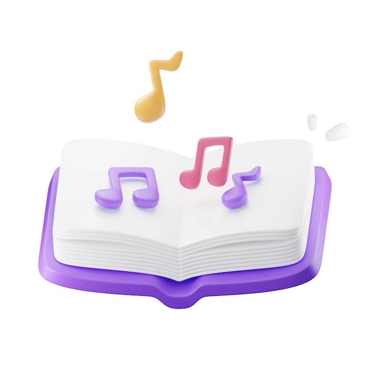 PSD music book 3d icon for education and literature