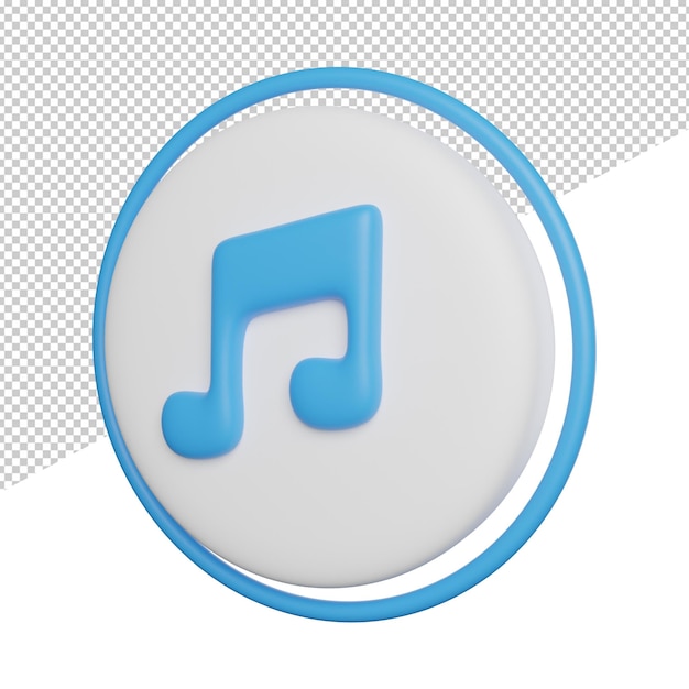 music icon sign side view 3d rendering icon illustration on transparen background