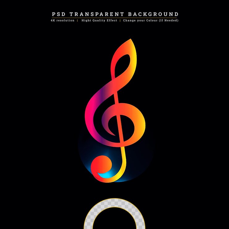 PSD music notes background colorful stave with gclef and music notes isolated